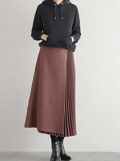Women's Pleated A-Line Midi Skirt - additional product view | Hensley London