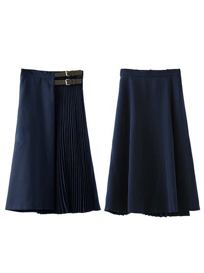 Women's Pleated A-Line Midi Skirt - additional product view | Hensley London