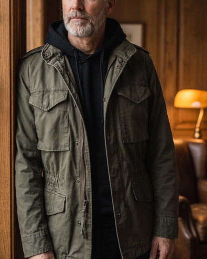Men's Cotton Canvas Zip-Front Field Jacket - additional product view | Hensley London