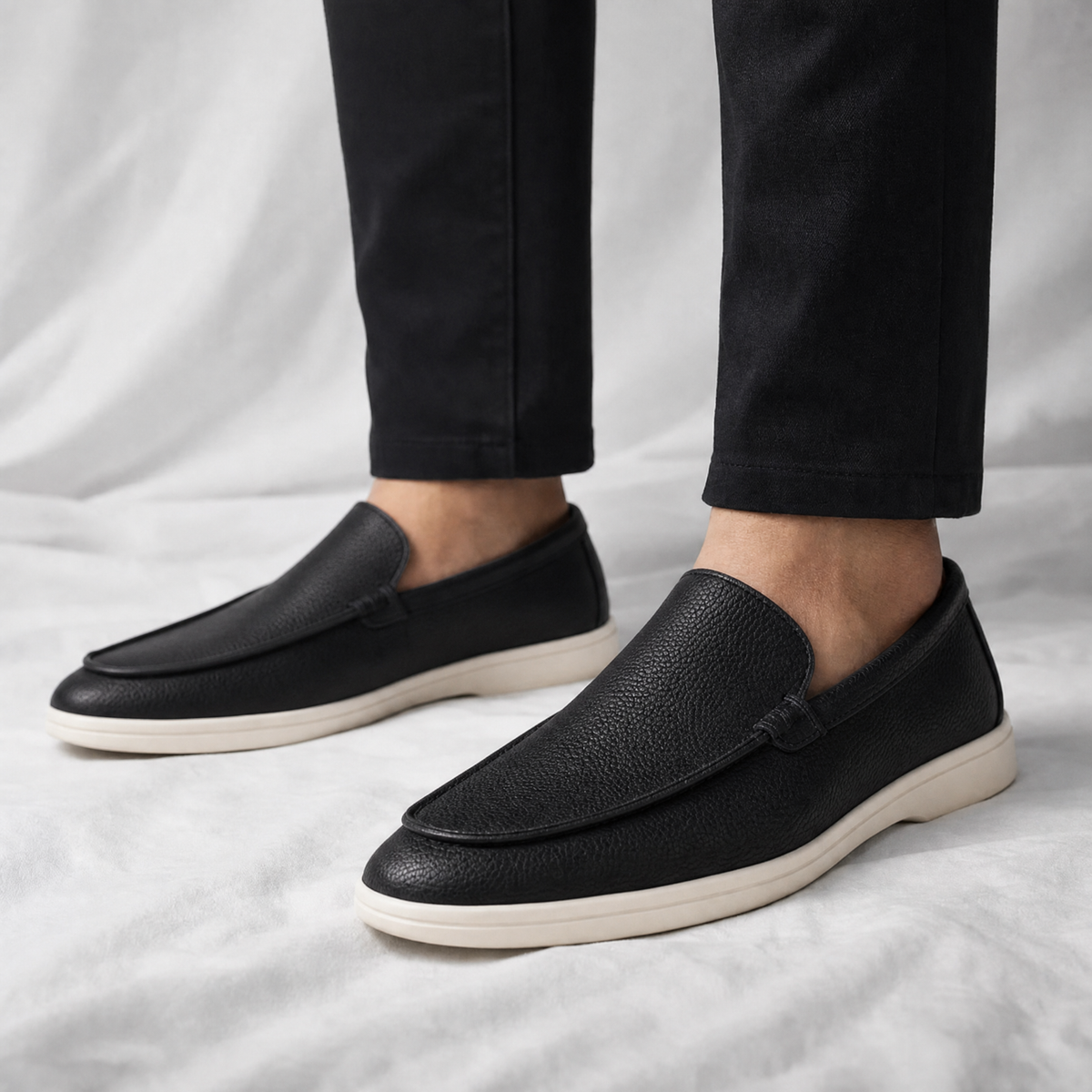 Men's Textured Slip-On Loafers – product view | Hensley London