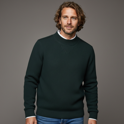 Men's Textured Crew-Neck Sweater – product view | Hensley London