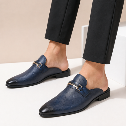Men's Quilted-Effect Hardware Mules – product view | Hensley London