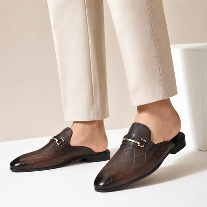 Men's Quilted-Effect Hardware Mules – product view | Hensley London