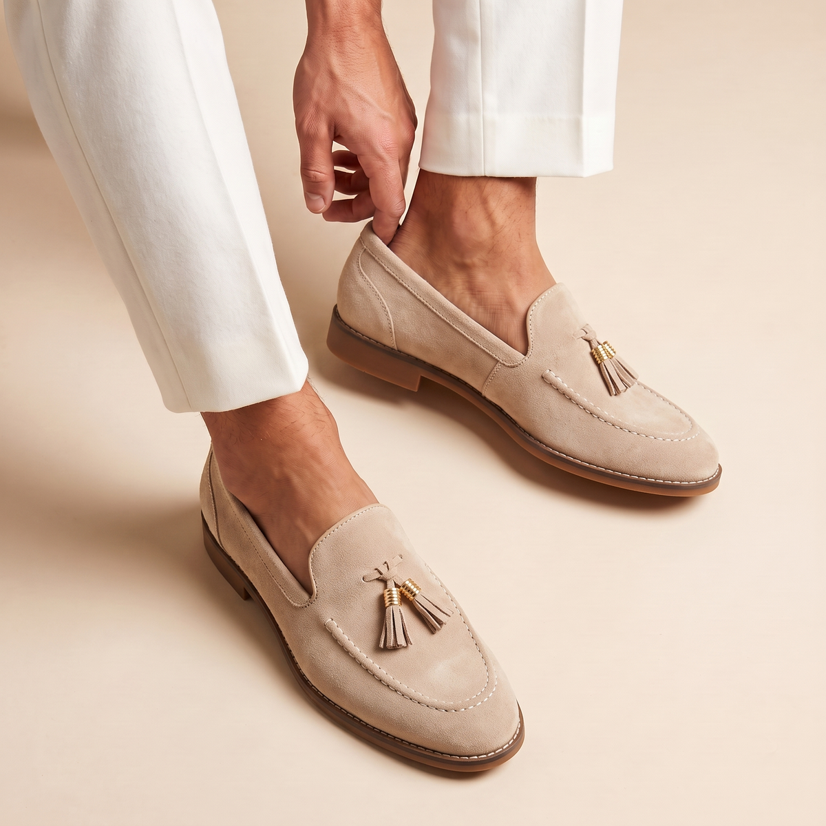 Men's Tassel-Trim Loafers – product view | Hensley London