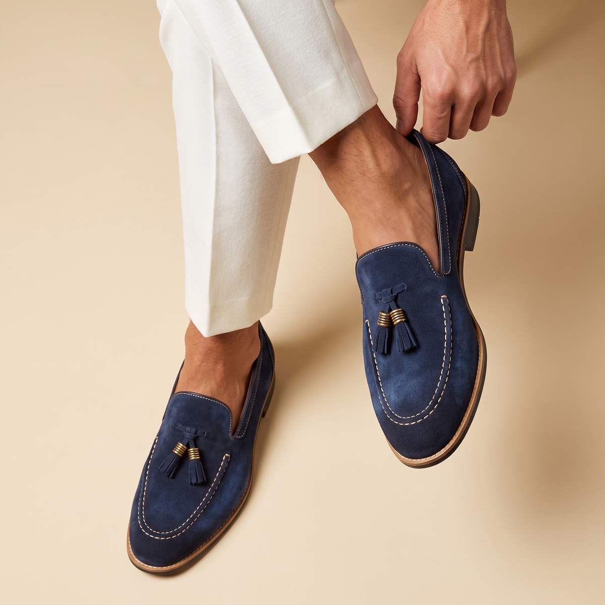 Men's Tassel-Trim Loafers – product view | Hensley London