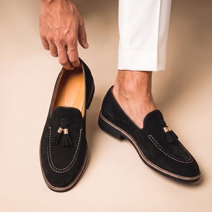 Men's Tassel-Trim Loafers – product view | Hensley London