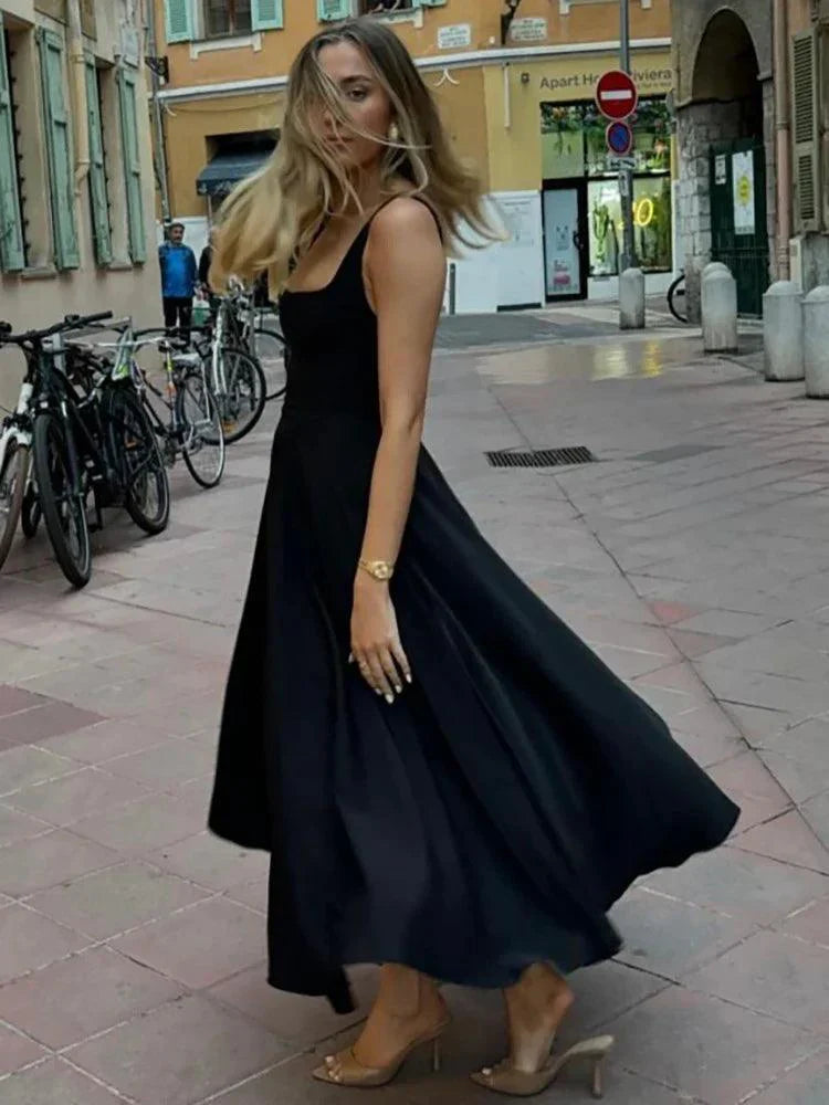 Women's Maxi Dress Blue Lightweight Fabric-5