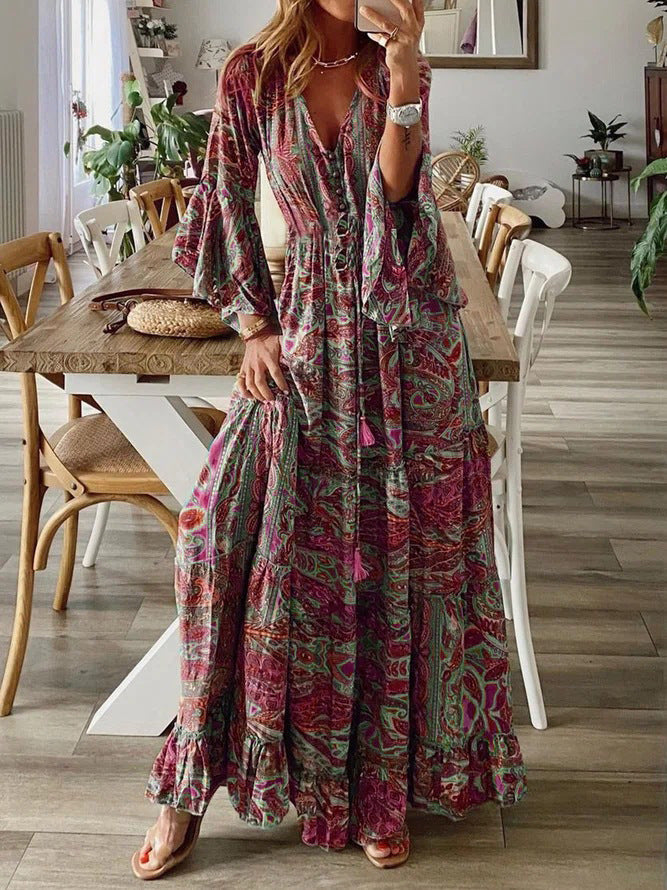 Women's Maxi Dress Blue Size M Cotton Blend-6