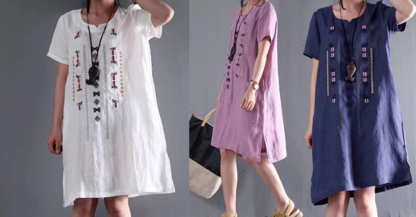 Luna Linen Sundress | Short Sleeve, Plus Size - Image 5