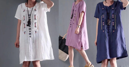 Luna Linen Sundress | Short Sleeve, Plus Size - Image 5