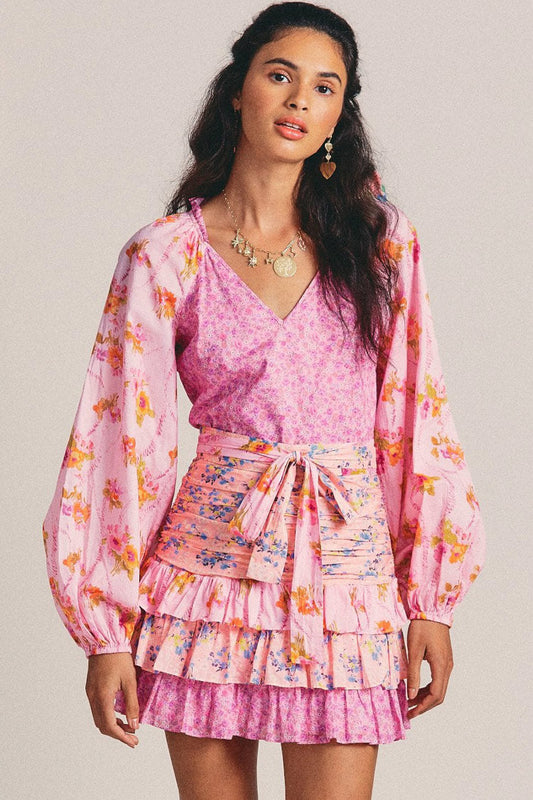 Women's Mini Dress Pink Floral Polyester-1