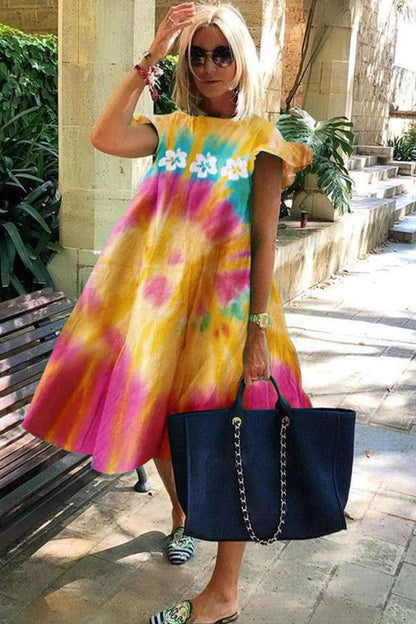 Women's A-Line Dress Floral Print Short Sleeve Polyester-1