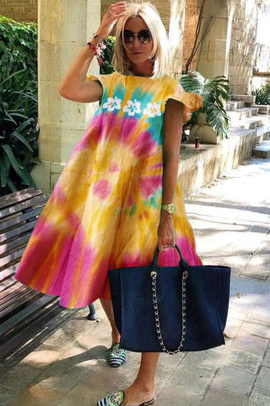 Women's A-Line Dress Floral Print Short Sleeve Polyester-1