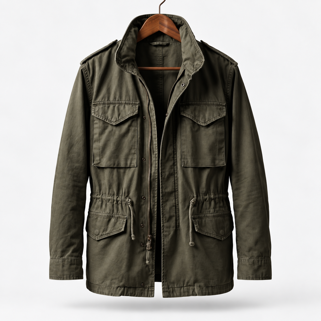 Men's Cotton Canvas Zip-Front Field Jacket - primary product view | Hensley London