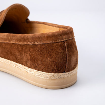 Men's Penny Espadrille Loafers in Brown – rear view | Hensley London