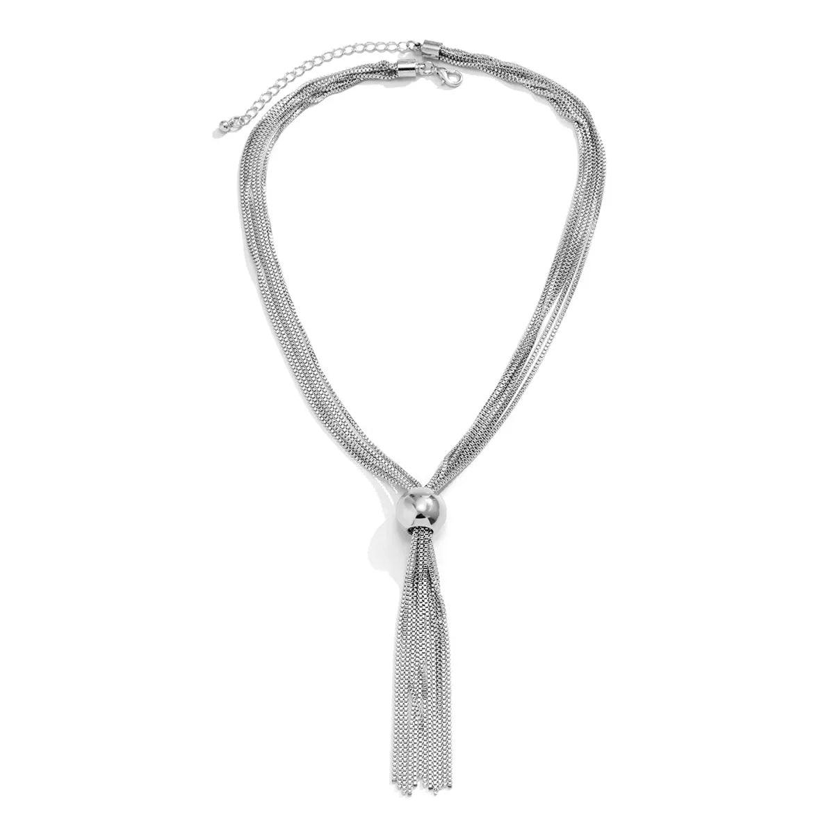 Modern Irregular Tassel Necklace for Women – Lightweight CCB and Copper Snake Chain Jewelry