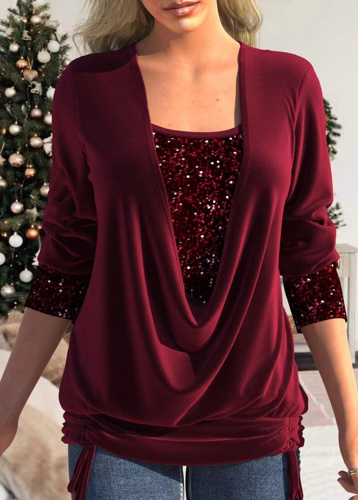 Variant image for Women's Blouse Silver Size M Polyester Glitter-1
