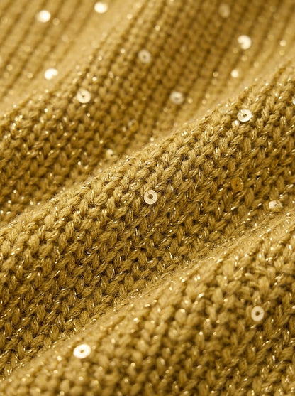 Women's Oversized Collared Knit Cardigan in Gold – knit detail | Hensley London
