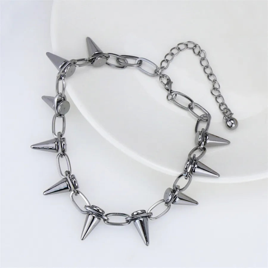 Women's Punk Spike Chain Link Choker Necklace - View 4 | Hensley London