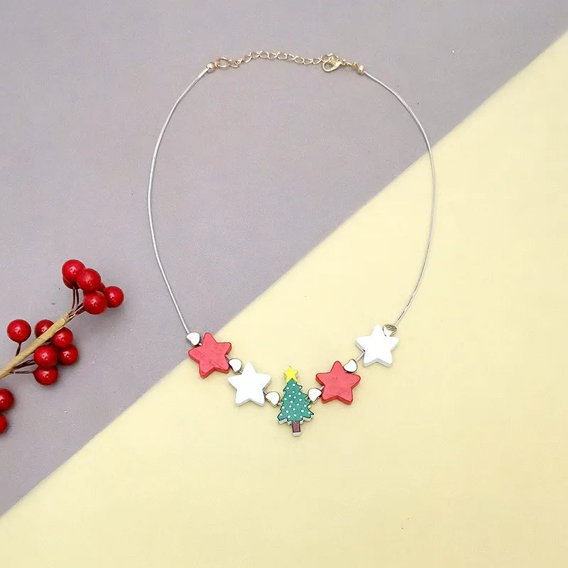 Women's Pendant Necklace Star Wood Clavicle Chain 4