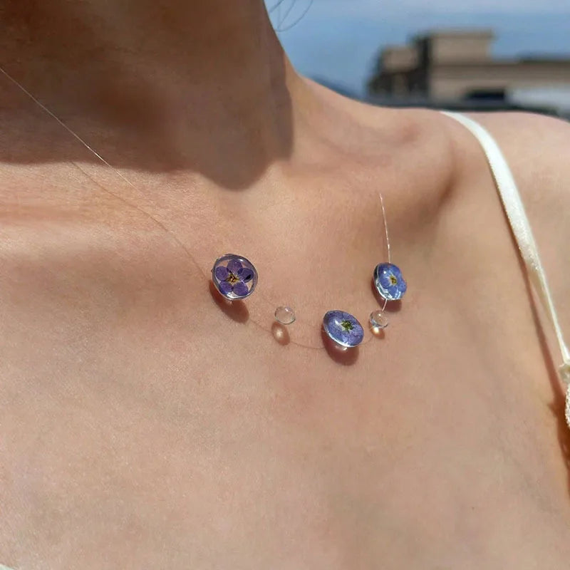 Women's Dried Flower Dewdrop Pendant Necklace - View 7 | Hensley London