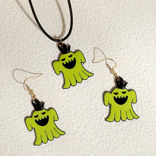 Women's Ghost Pendant Necklace and Earring Set Zinc Alloy 1