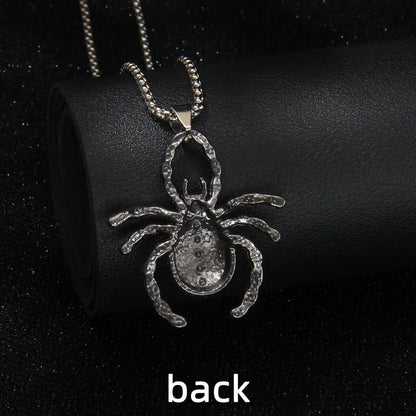 Men's Necklace Red Stainless Steel Gothic Spider Design 4