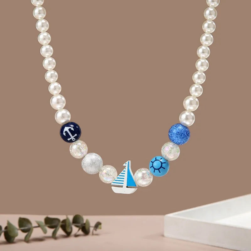 Women's Pendant Necklace White Imitation Pearl Geometric Design 4