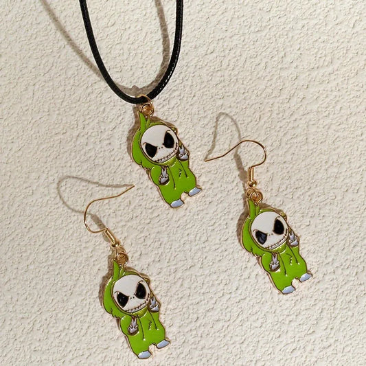 Women's Skull Earrings Set Black Alloy Halloween Jewelry 1