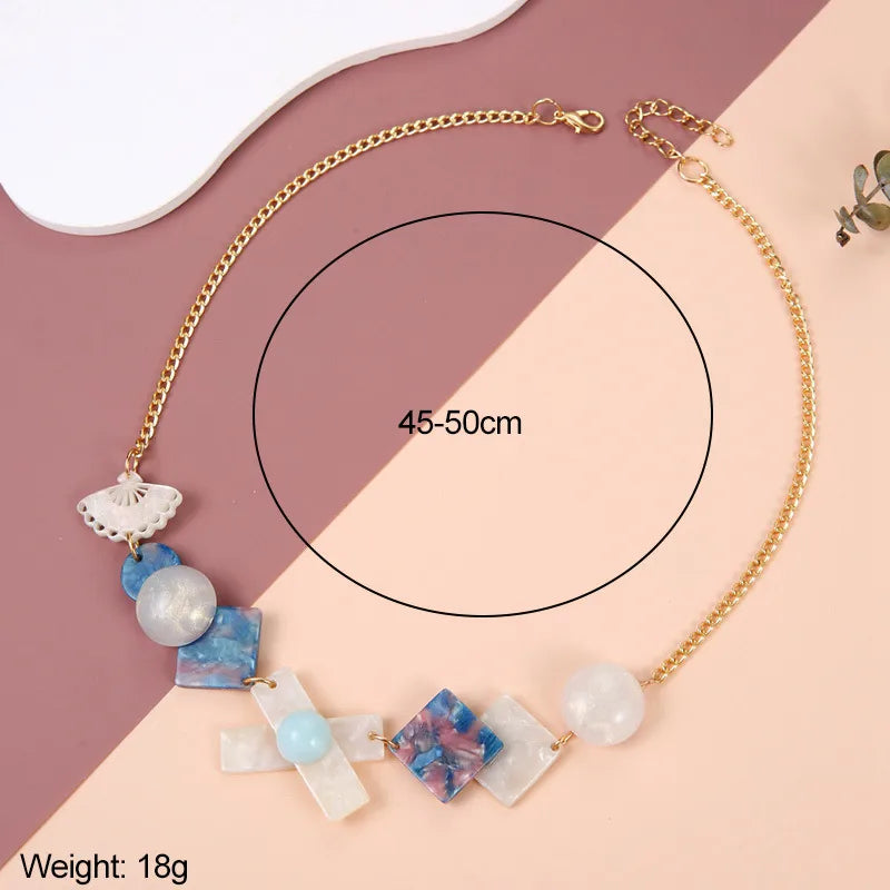 Women's Pendant Necklace Colorful Acrylic Geometric Design 5