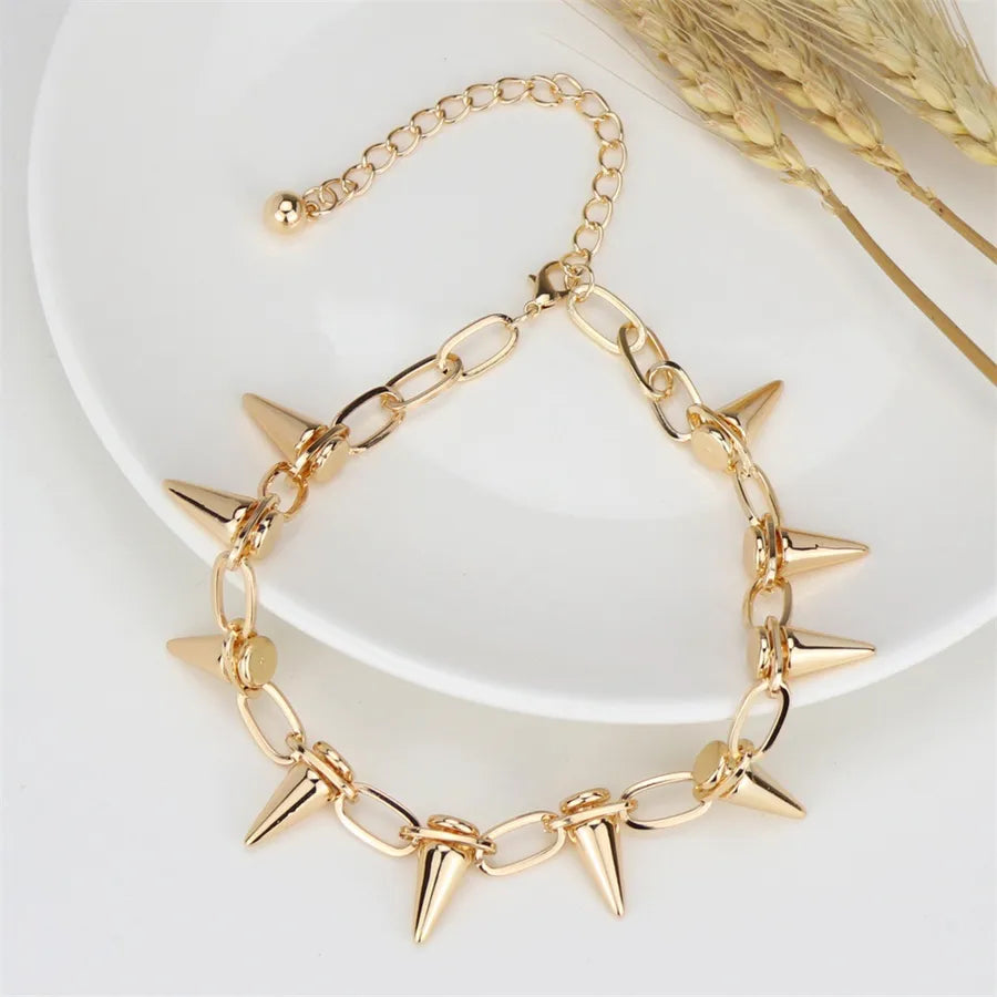 Women's Punk Spike Chain Link Choker Necklace - View 1 | Hensley London