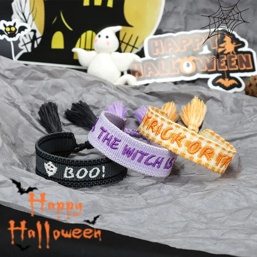 Women's Bracelet Black Handmade Polyester Retro Halloween 3