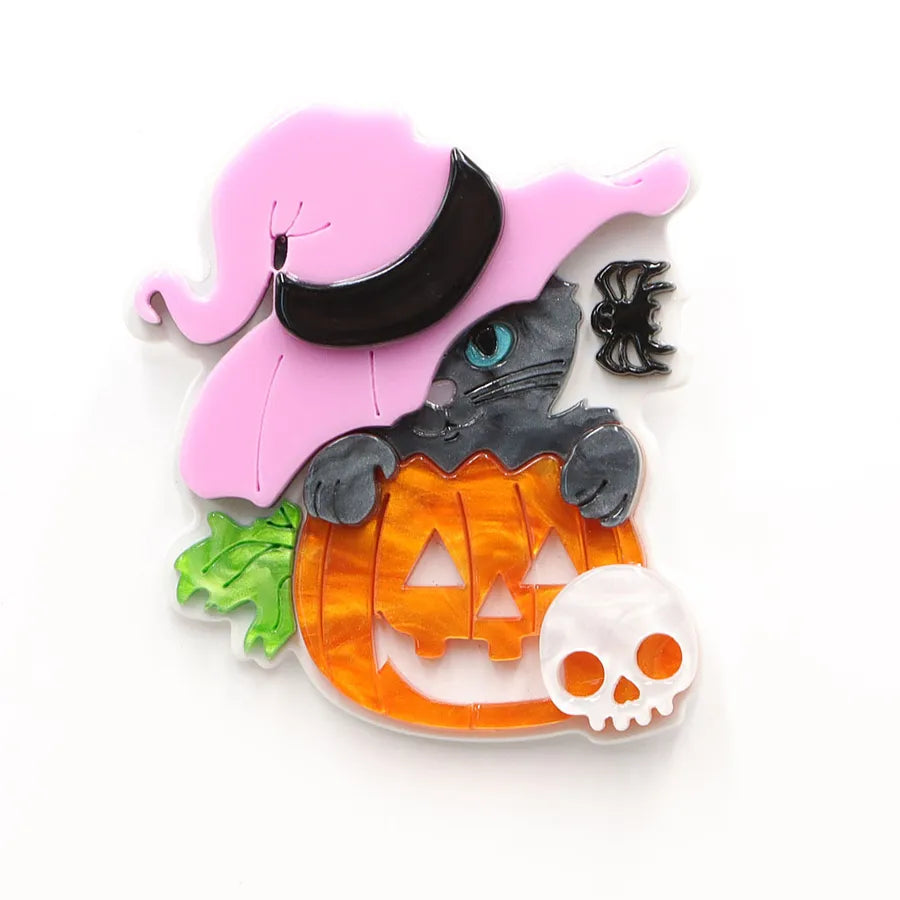 Women's Cat Brooch Pin Black Acrylic Animal Design 5