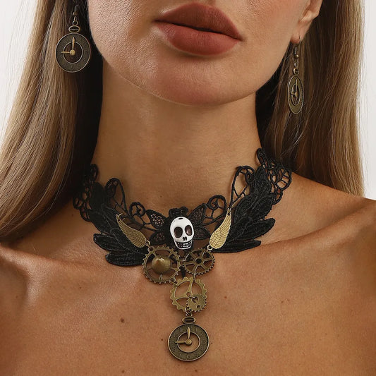 Women's Halloween Jewelry Set Gold Alloy Skull Earrings for Women 1