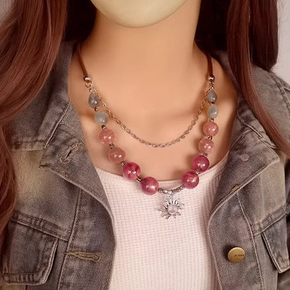 Women's Pendant Necklace Multi-Layer Acrylic Vintage Bohemian 9