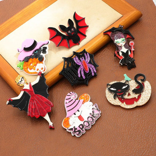 Women's Cat Brooch Pin Black Acrylic Animal Design 1