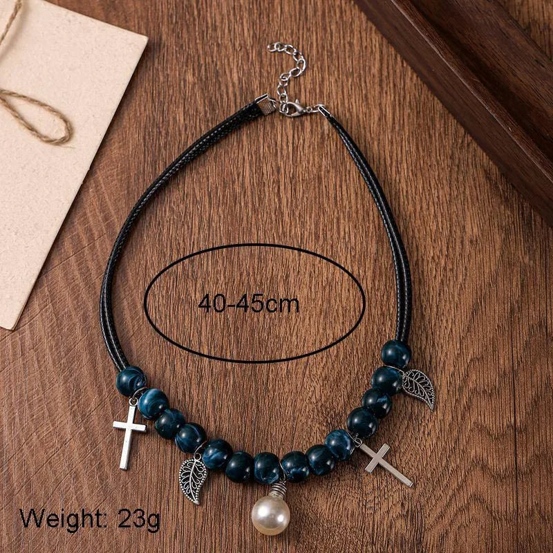 Women's Cross Necklace Geometric Acrylic Vintage Pendant 5