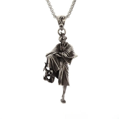 Unisex Retro Cartoon Character Necklace Silver Alloy 19