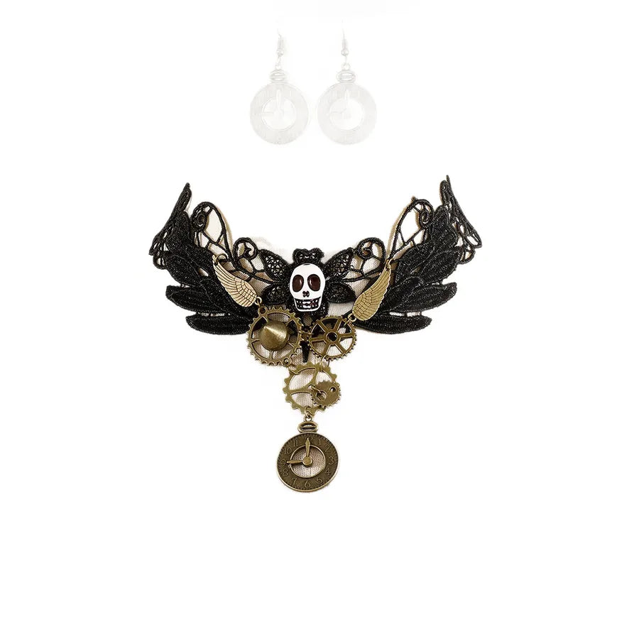 Women's Halloween Jewelry Set Gold Alloy Skull Earrings for Women 5