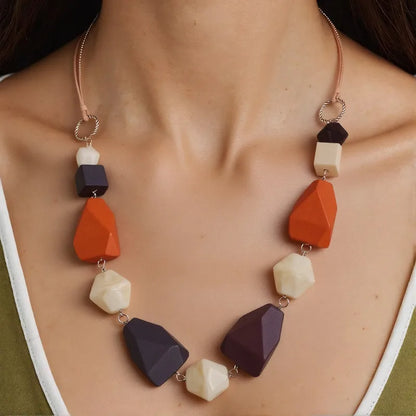 Women's Necklace Geometric Wood Vintage Style 1