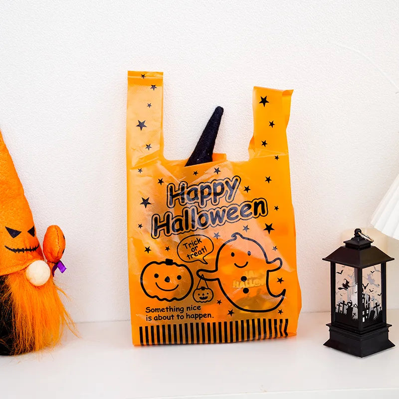 Halloween Treat Bags Pumpkin Shaped Plastic 50pcs for Candy and Snacks 2