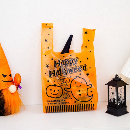 Halloween Treat Bags Pumpkin Shaped Plastic 50pcs for Candy and Snacks 2