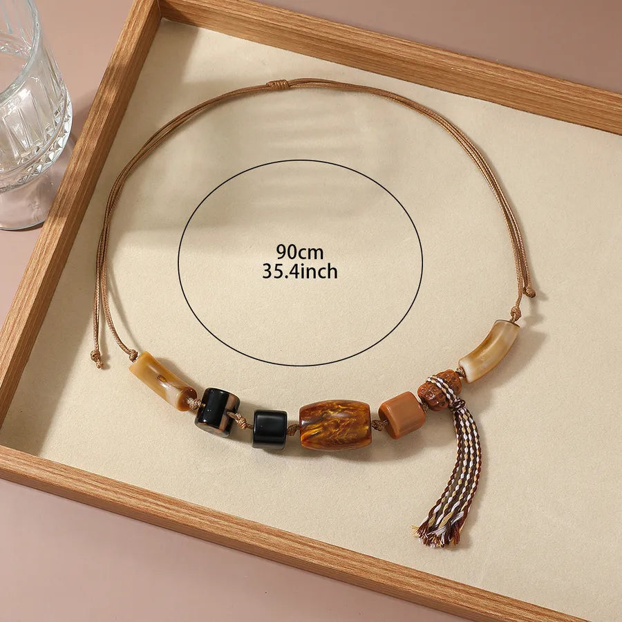 Women's Necklace Geometric Pattern Resin Adjustable Wax Rope 4
