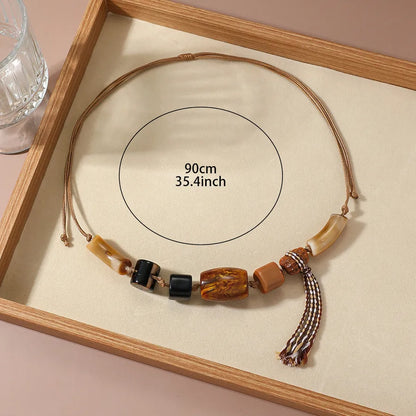 Women's Necklace Geometric Pattern Resin Adjustable Wax Rope 4