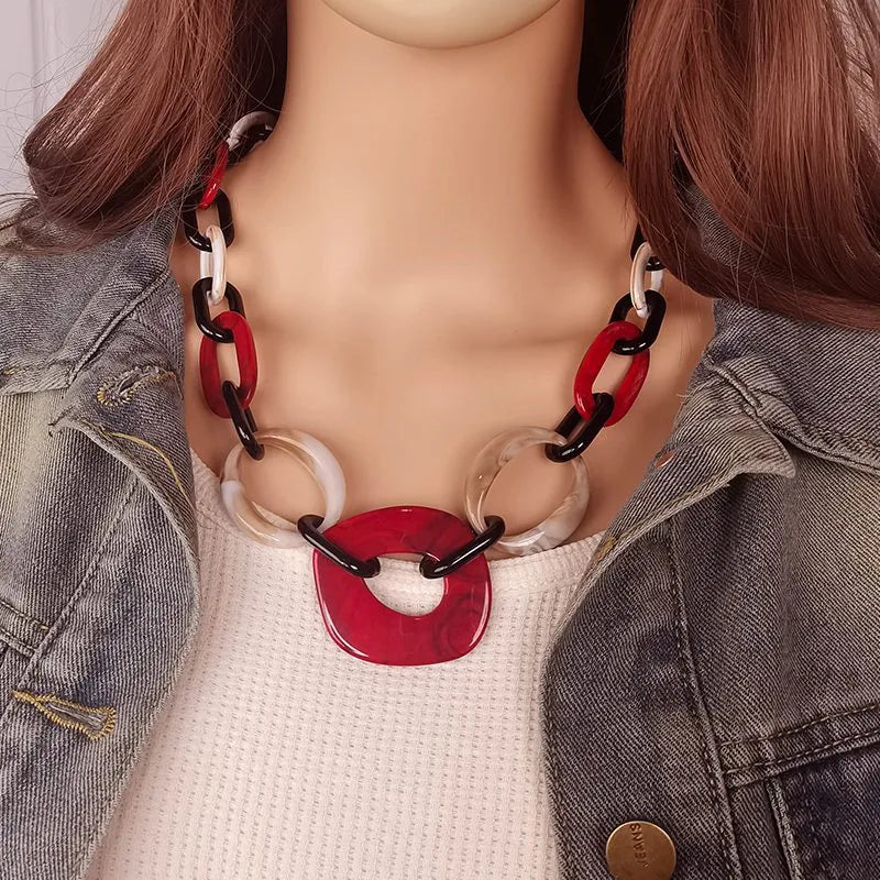 Women's Necklace Geometric Pattern Handmade Acrylic 1
