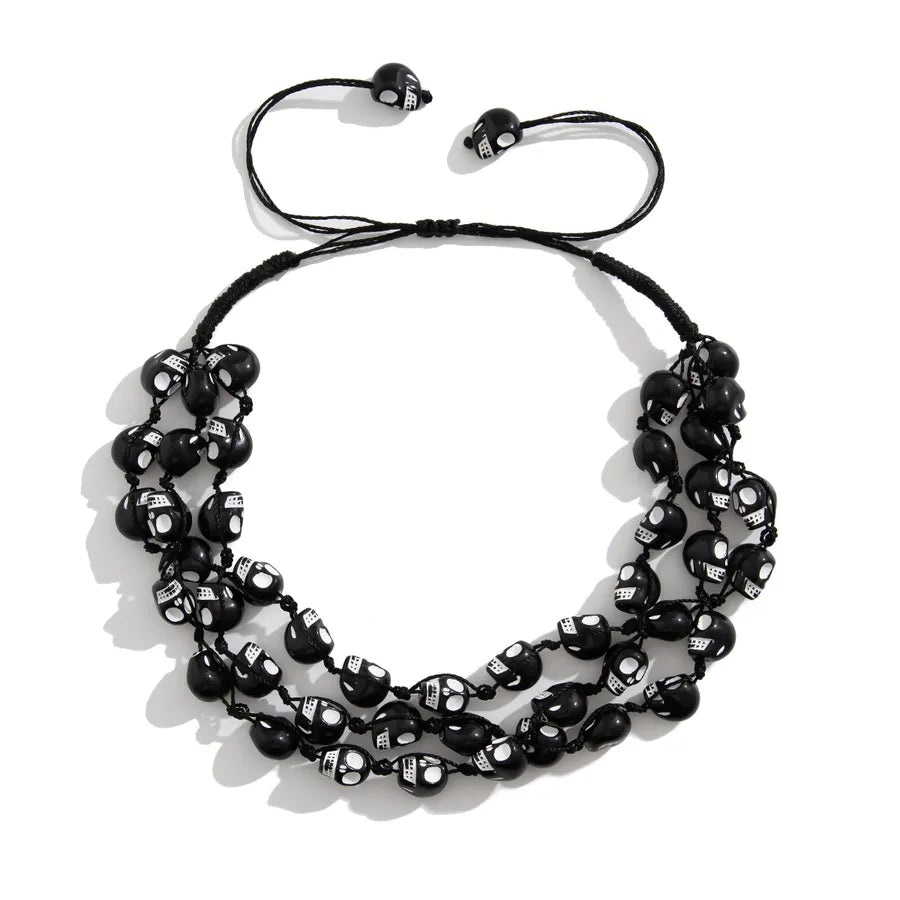 Men's Necklace Black Plastic Skull Bead Hip-Hop Style 5