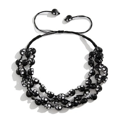 Men's Necklace Black Plastic Skull Bead Hip-Hop Style 5