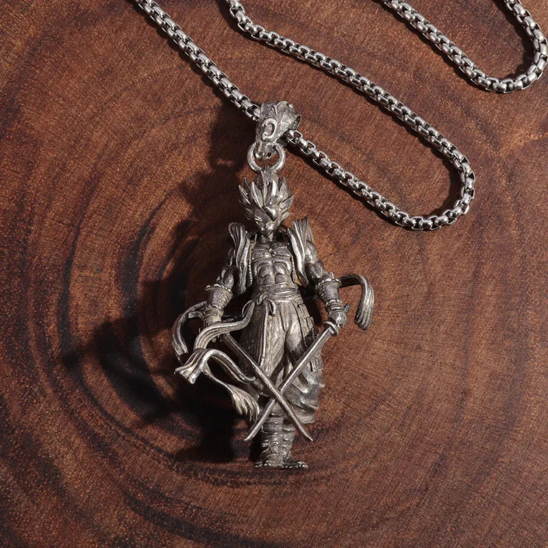 Unisex Retro Cartoon Character Necklace Silver Alloy 4