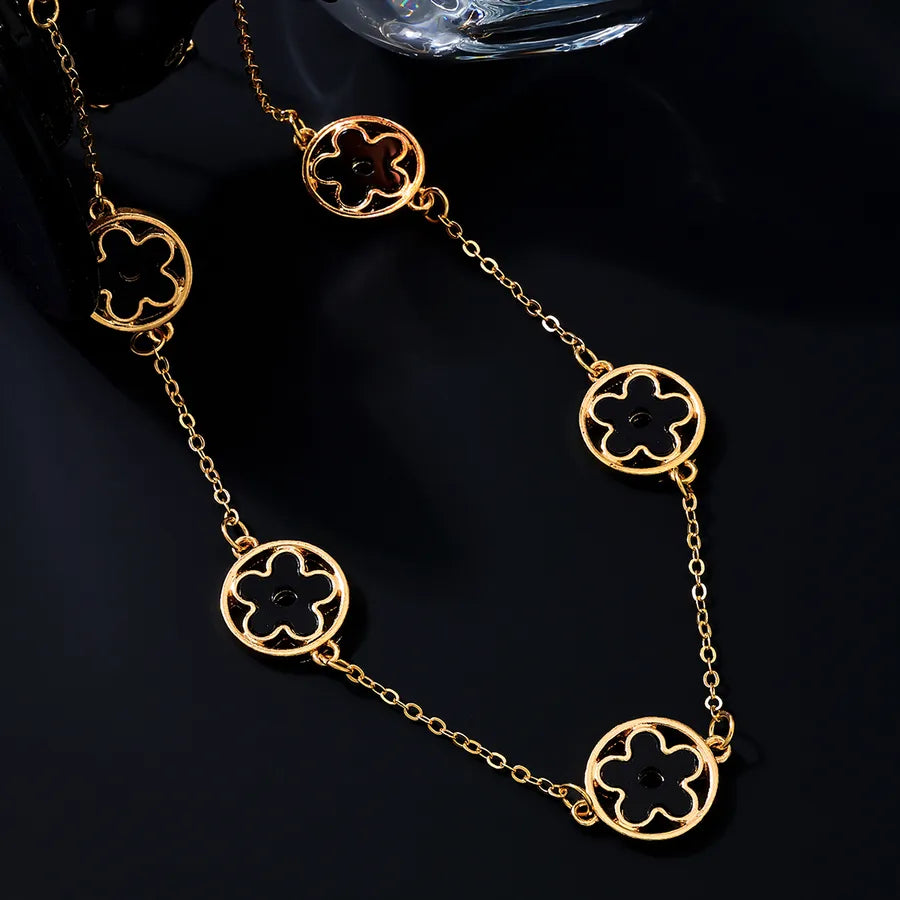Women's Black Enamel Flower Station Choker - View 4 | Hensley London