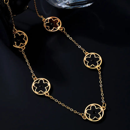 Women's Black Enamel Flower Station Choker - View 4 | Hensley London